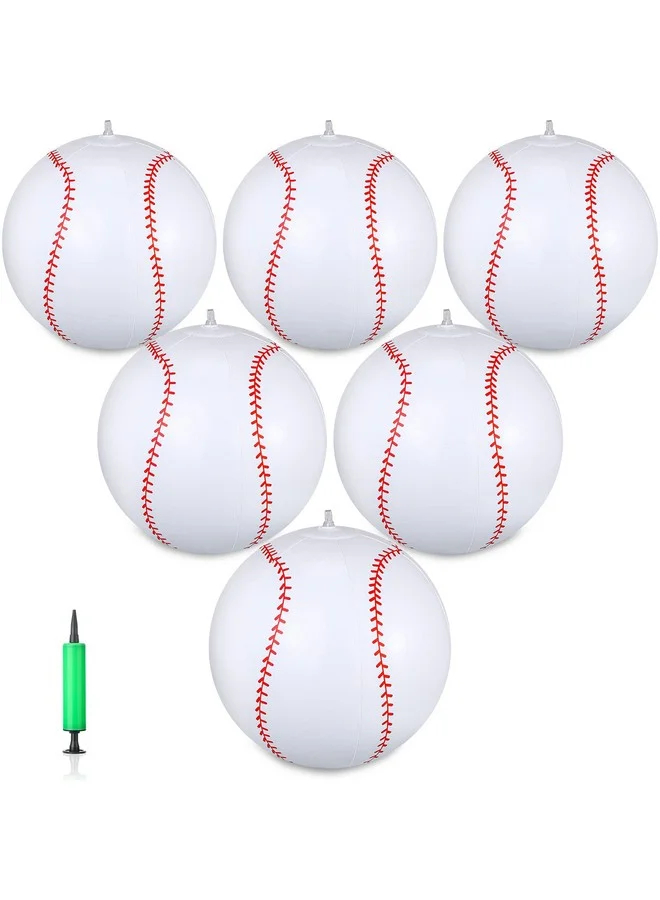 Zhanmai Inflatable Baseball Beach Ball Set (6 Pack, 40 cm) Premium Large Sport Pool Ball with Pump for Summer Outdoor Party Decorations sts7u