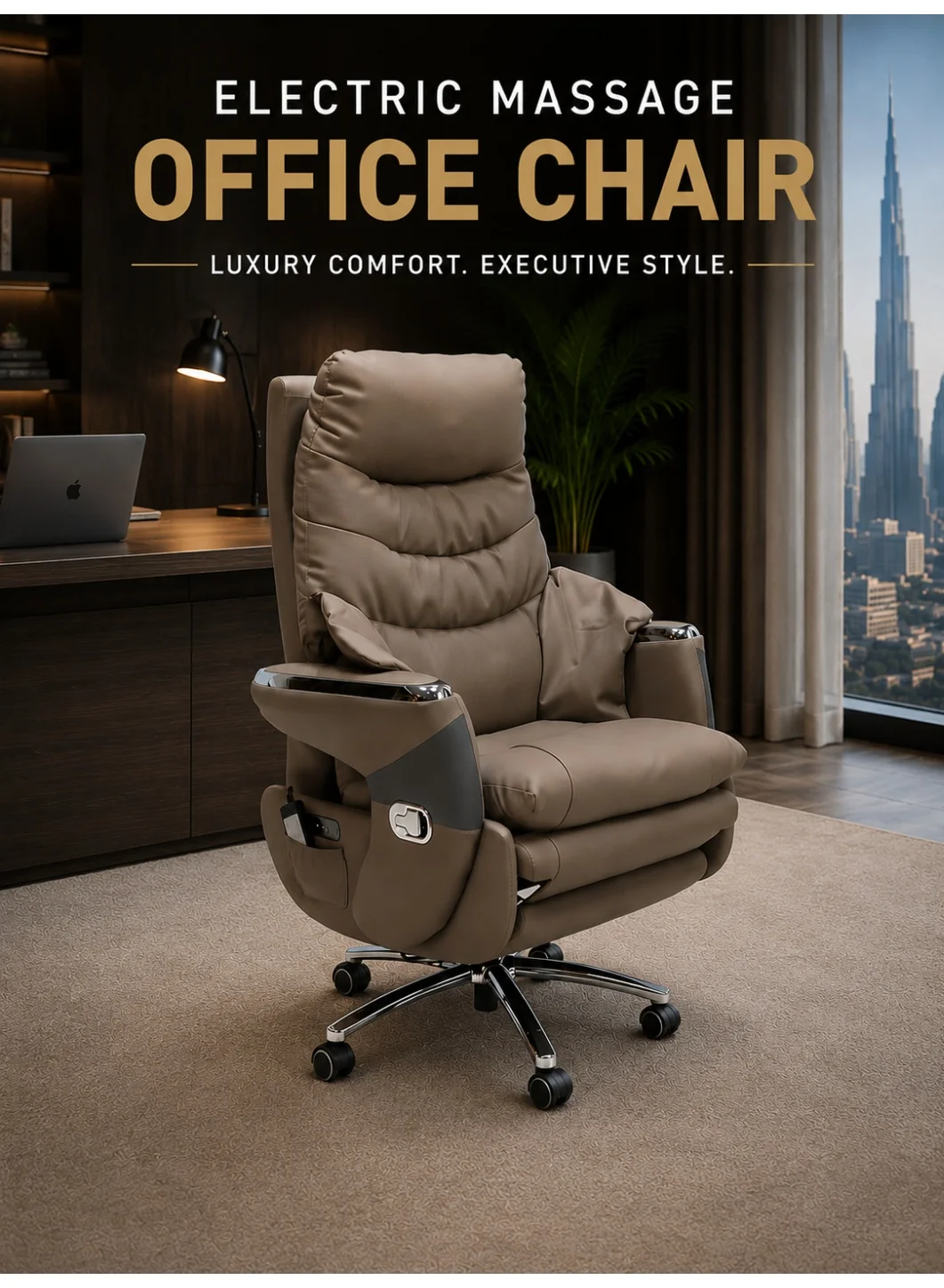IQRA B Luxury Electric Massage Office Chair Executive Reclining Boss Chair (Premium Leather, Ergonomic Design) 3r53l