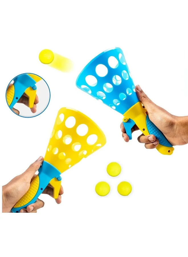 Storio Click And Catch Ball Launcher Game Set with 3 Balls for Indoor and Outdoor Play (Multicolor) bwj0q