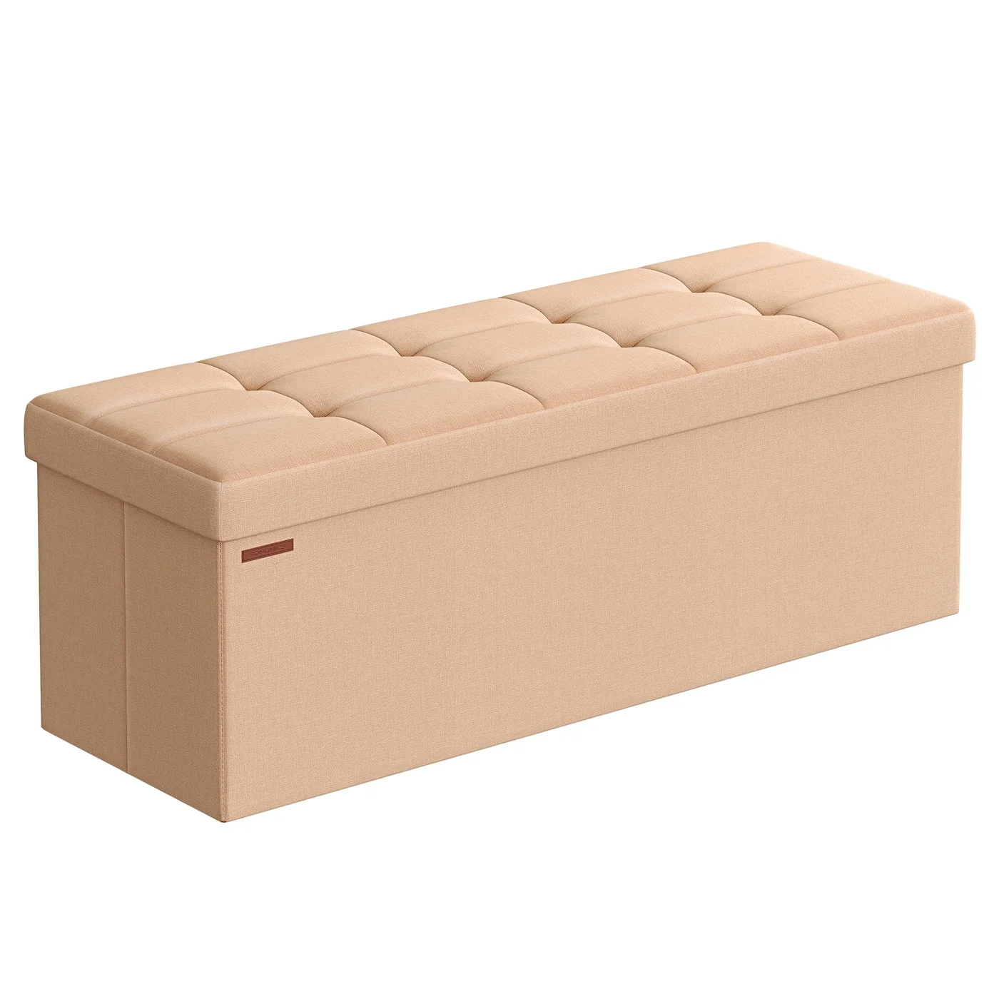 Premium Storage Ottoman Bench Folding Foot Rest Stool for Living Room and Bedroom (Apricot Orange, 110 cm) et7yl