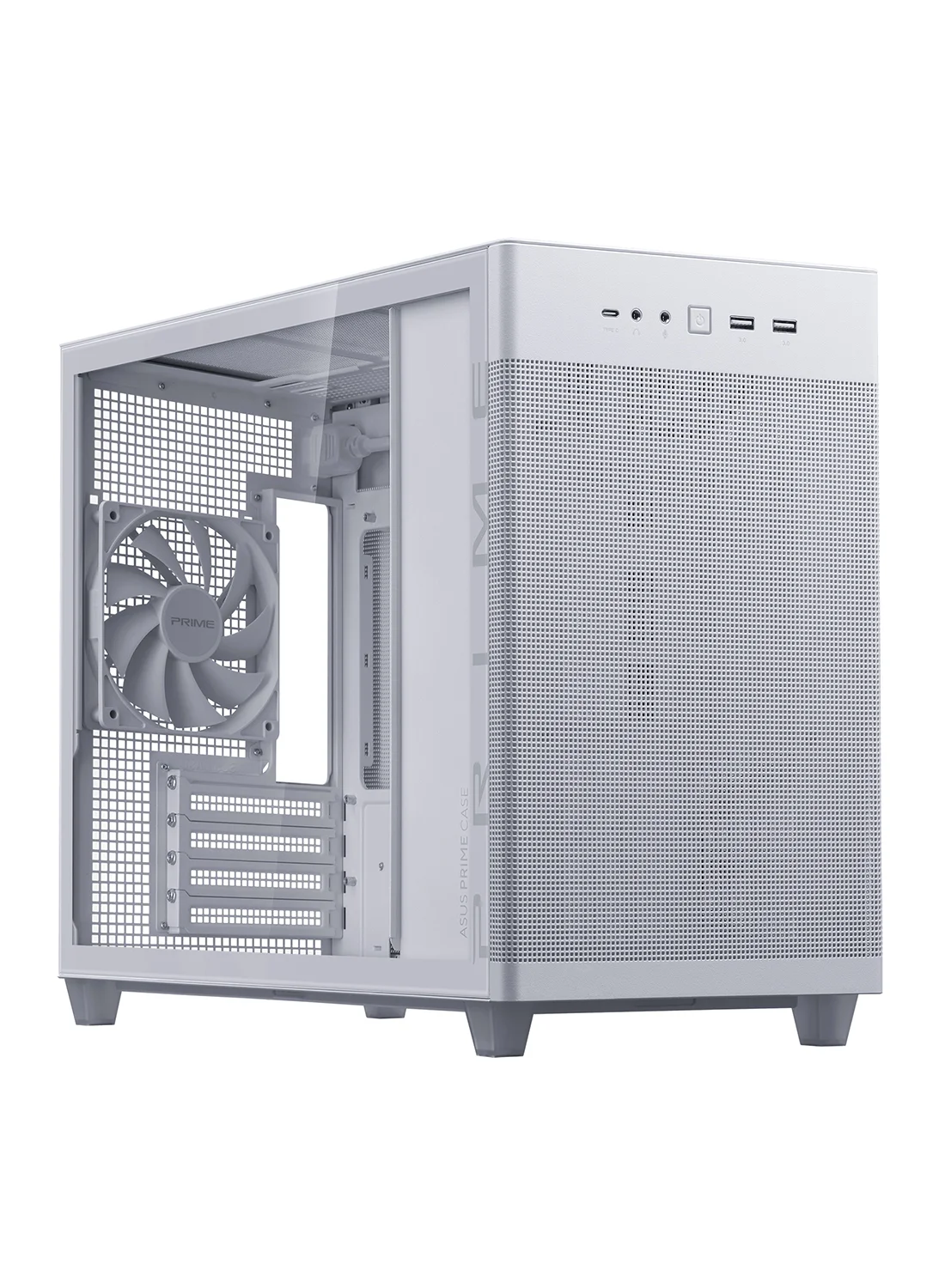 Premium MicroATX Small Tower PC Case with Tempered Glass Side Panel and USB Type-C Port (White) 6zpuj