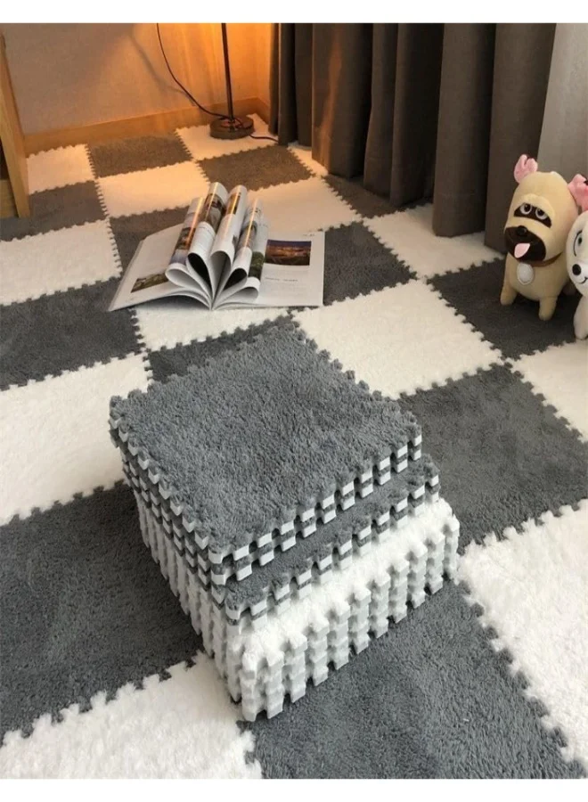 XVersion Plush Puzzle Foam Floor Mats Interlocking Soft Padding for Home Decor and Playroom (White and Gray, 20 Pieces, 30x30x1cm) lutfw