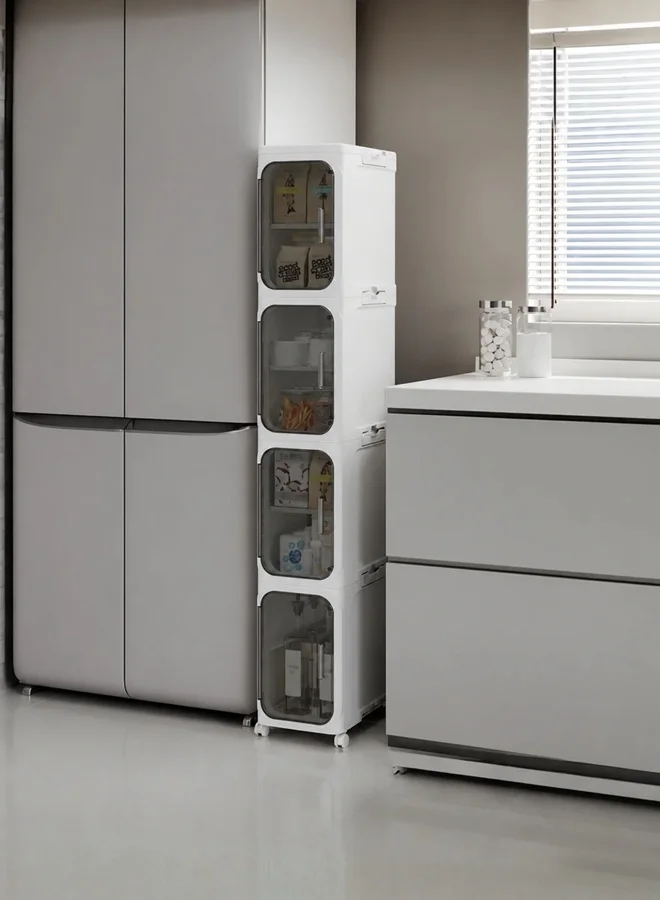 WALALLA 4-Tier Rolling Storage Cart, Mobile Drawer Organizer Cabinet with Wheels for Home and Office (White, 4-Tier) wtw7o