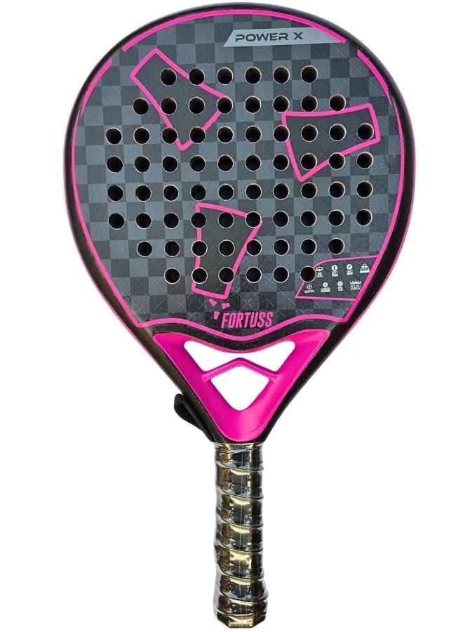 FORTUSS Padel Tennis Racket Full Carbon Fiber Round Shape Paddle with EVA Memory Foam Core (Pink, 365 g) k9qlb