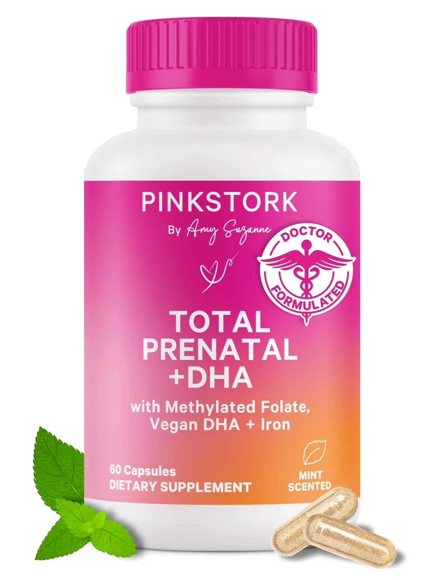 Pink Stork Total Prenatal Supplement with DHA and Methylated Folate (60 Capsules) g3wsc