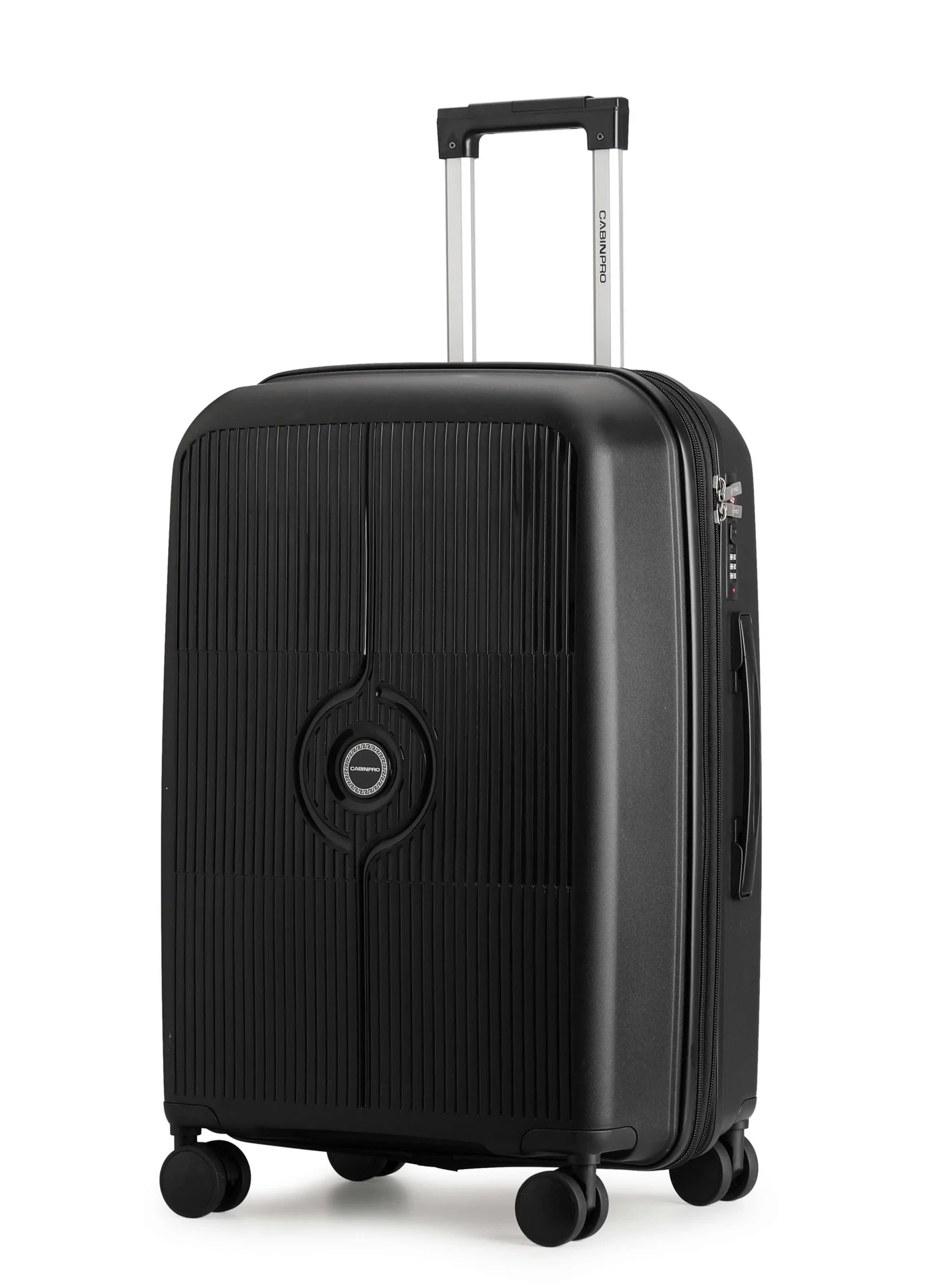 CABINPRO Expandable Large Checked Spinner Luggage (Black, 75 cm) Lightweight Hard Shell Trolley with 360¡ã Twin Wheels xha1v