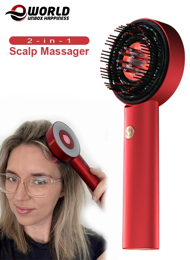 Eworld Electric Scalp Massager with LED Light Therapy Waterproof Handheld Brush (Red, 1 Unit) qobsd
