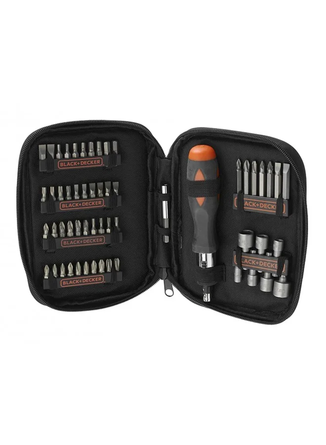 Premium Ratchet Screwdriver Set (56 Pieces) Professional Hand Tool Kit for Home and Workshop Repairs (Black/Orange) zl8vg