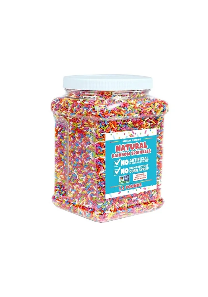 Premium Rainbow Sprinkles All-Natural Vegan Toppings for Baking Ice Cream Cookies and Cupcakes (15 lbs) hwnng