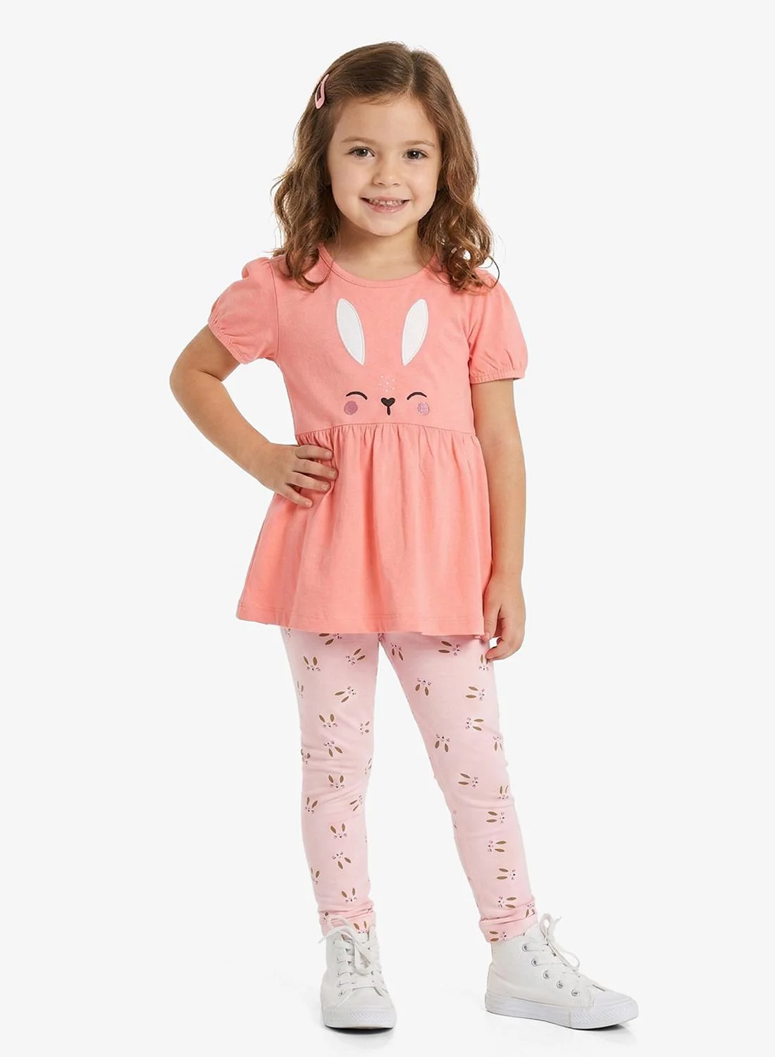 Pinata Cute Bunny Print Cotton Top and Leggings Set (Toddler, Pink, 2-Piece) kvu3y