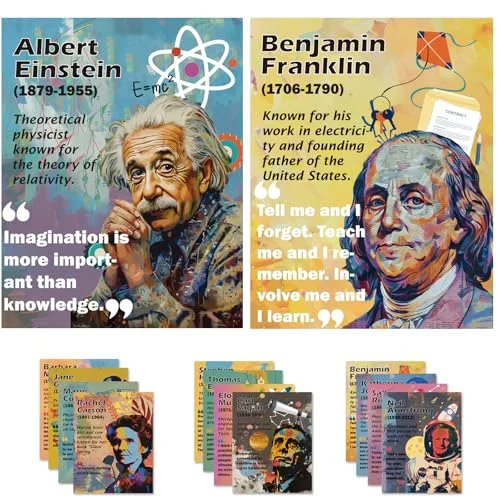 Educational Science Poster Set for Classroom Decor (15 Pieces, 28x36 cm) Premium Wall Art for Middle School Science Labs and Bulletin Boards flwij