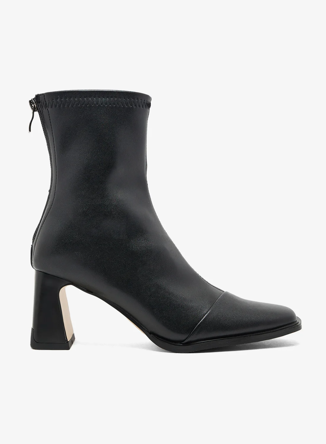 ELLA Pointed Toe Block Heel Ankle Boots Premium Synthetic Leather Footwear for Women (Black, 38 EU) klca2