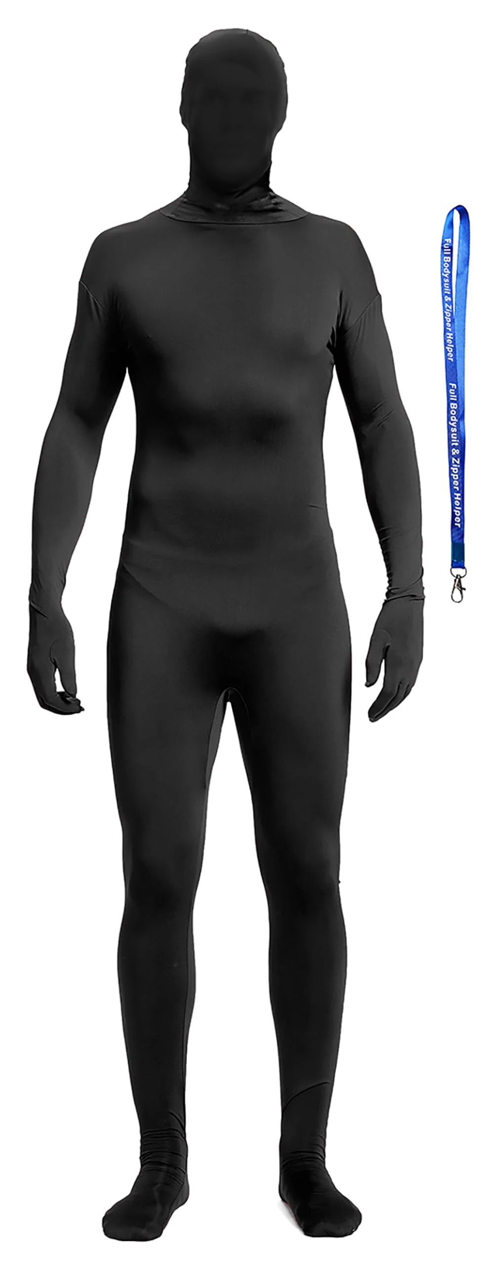 Premium Spandex Full Bodysuit with Zipper Helper Stretchy Zentai Costume for Adults (Black, X-Large) w8uqp