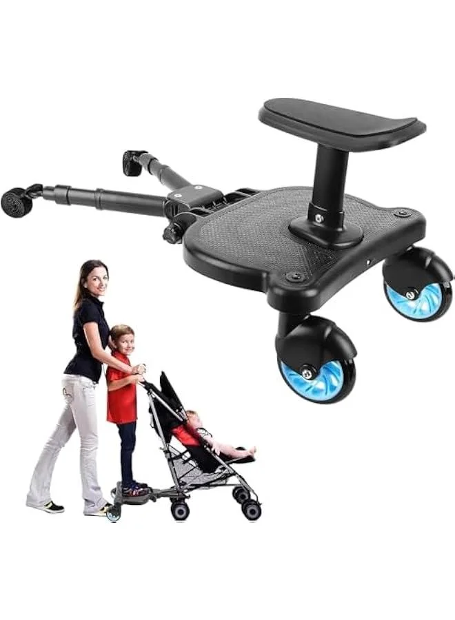 HOOKOR 2-in-1 Stroller Glide Board with Removable Seat Sit-Stand Universal Attachment for Toddlers (Blue) lx7pc