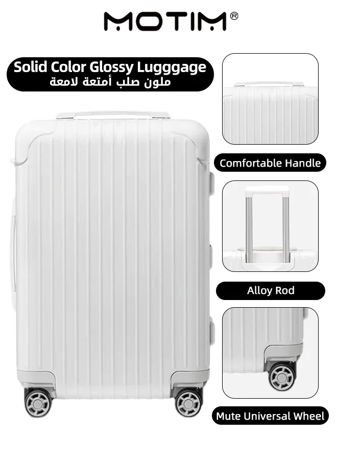 Motim Glossy Travel Luggage Carry On Suitcase Durable ABS PC Trolley Case (Solid Color, 55 cm) fnjnw