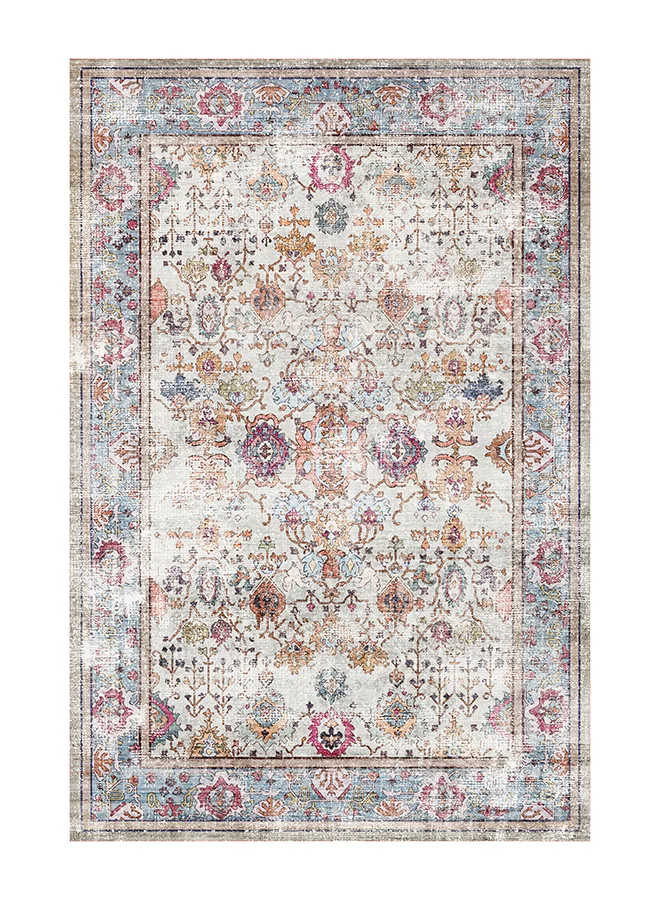 Noon East Classic Heritage Anti-Slip Area Rug Premium Polyester Floor Carpet for Living Room and Bedroom (Rust & Cream, 153 x 214 cm) 2wgp8