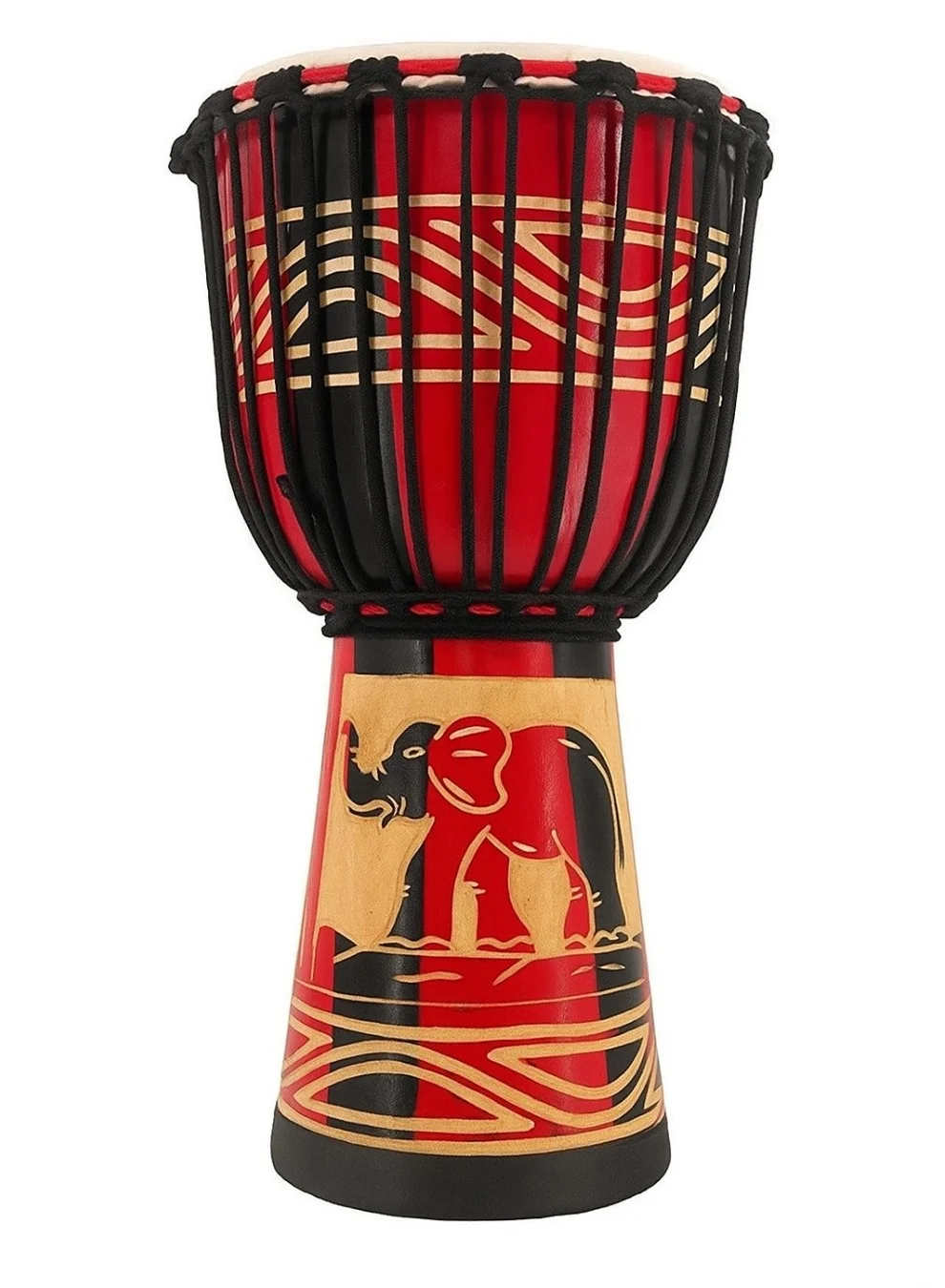 Megarya African Djembe Drum Handmade Sheep Skin Percussion Instrument with Elephant Carving and Carrying Bag (8 inch) c076j