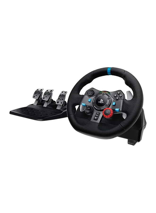Premium Racing Wheel and Pedal Set with Dual-Motor Force Feedback and Leather-Wrapped Steering Wheel (Black, One Size) v6hxu