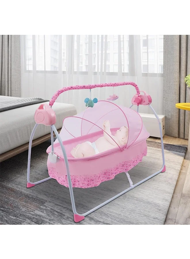JCB CHIC Portable Baby Bassinet with 5-Speed Auto-Swing and Remote Control (Infant, Grey) 0ipji