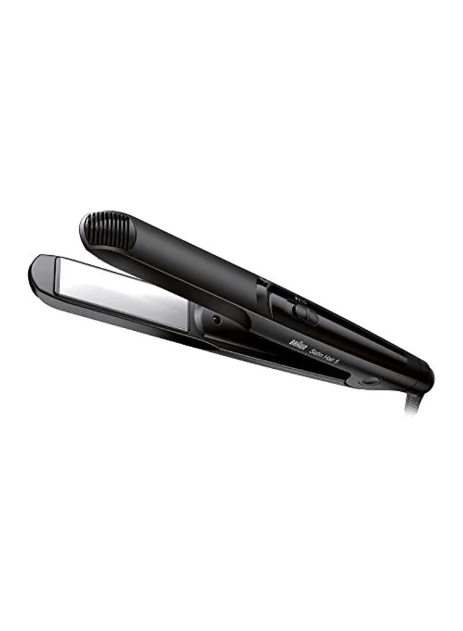 Professional Hair Straightener with Ceramic Eloxal Plates, 3 Temperature Settings, Fast Heat-Up, Cool Tip, Multivoltage (Black/Silver) pttmj