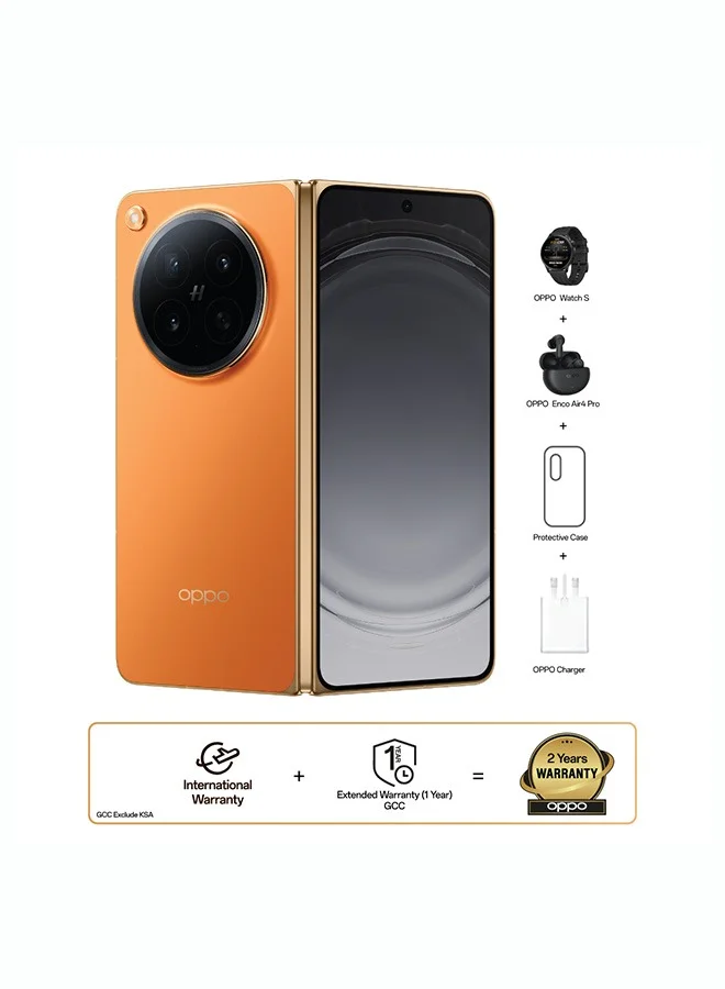 Premium Foldable 5G Smartphone 16GB RAM 512GB Storage with Smartwatch and Wireless Earbuds Bundle (Blossom Orange, 8.11-inch Screen) fsgl3