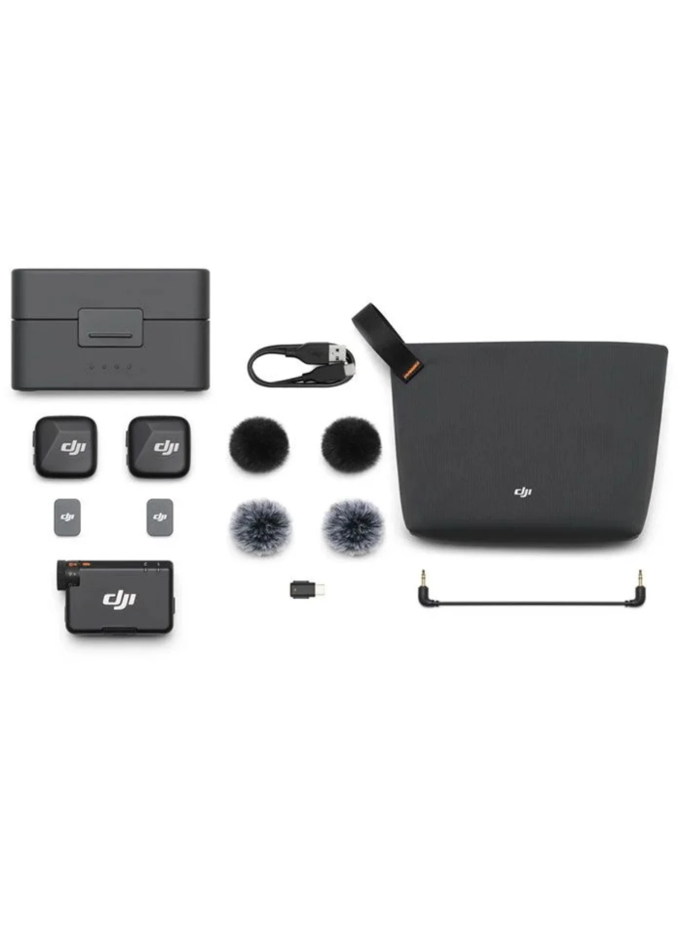 Wireless Lavalier Microphone System Dual Transmitter Set (Black, 2 TX + 1 RX + Charging Case) z6vqc