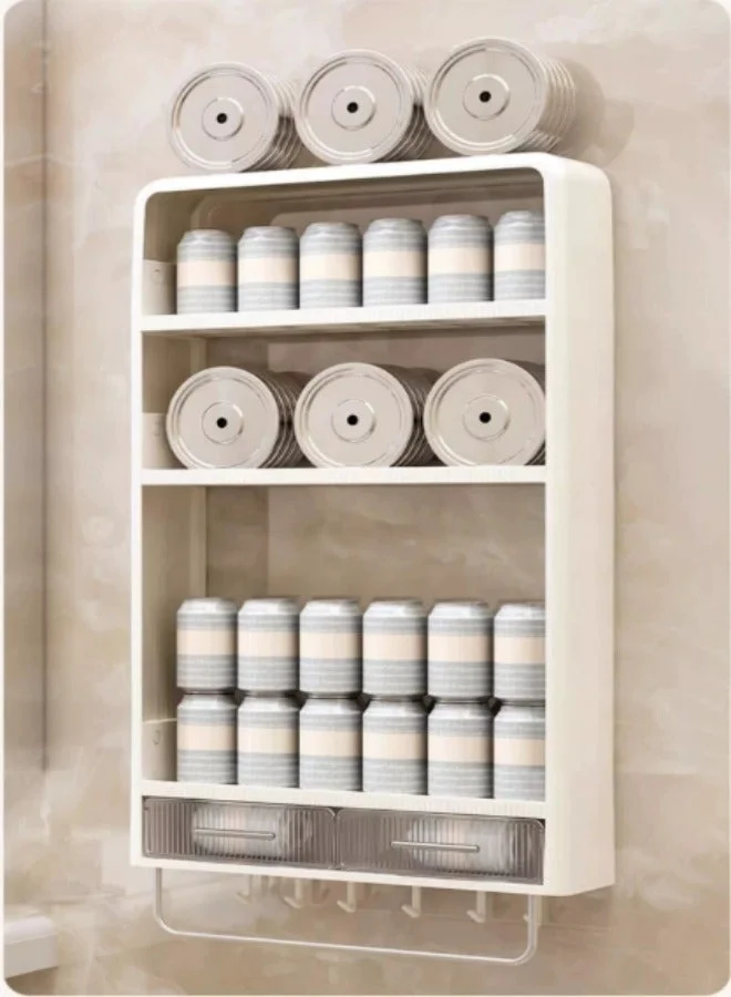 MIXDE 3-Tier Wall Mounted Bathroom Organizer with Hooks and Drawer (Premium Storage Shelf for Cosmetics and Personal Care) w4wna