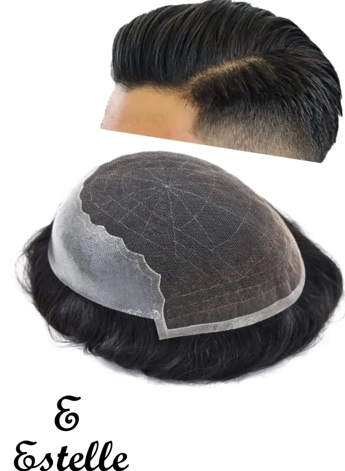 Estelle Men Human Hair Toupee Q6 Swiss Lace Base with PU Perimeter for Volumizing and Natural Density (1 Piece) h3jd8