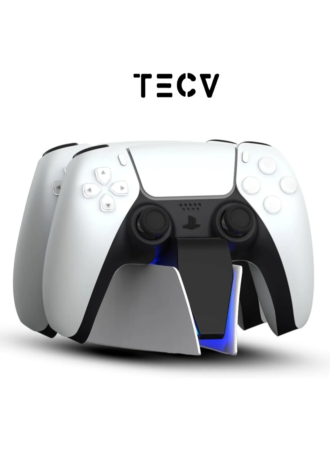 TecV Dual Controller Charging Dock Station for Gaming Console Controllers with LED Indicator (USB Type C, Black) mluis