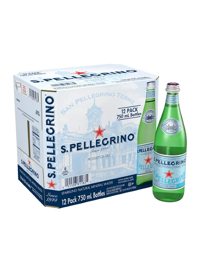 Premium Natural Mineral Sparkling Water (Glass Bottle, 750 mL, Pack of 12) z49kp