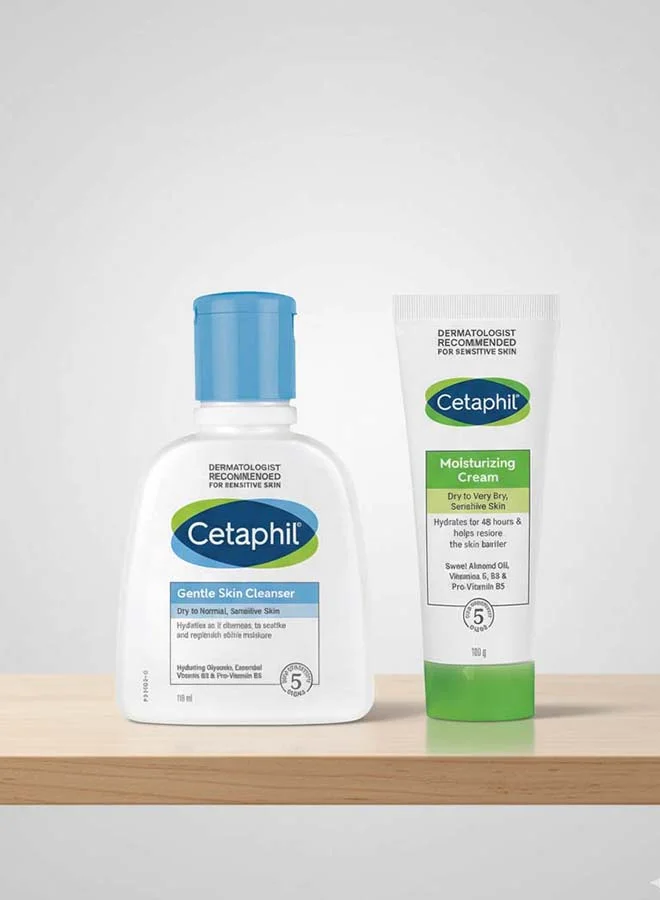 Cetaphil Gentle Skin Cleanser and Moisturizing Cream Set for Sensitive Skin (118 mL, 100 g) iluu1