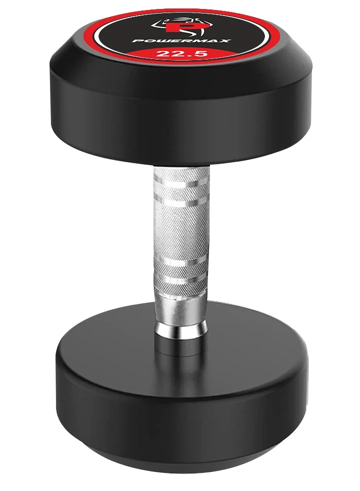 PowerMax Fitness Professional Rubber Coated Round Dumbbell (Black, 22.5 kg) for Home Gym Strength Training 0x2tm
