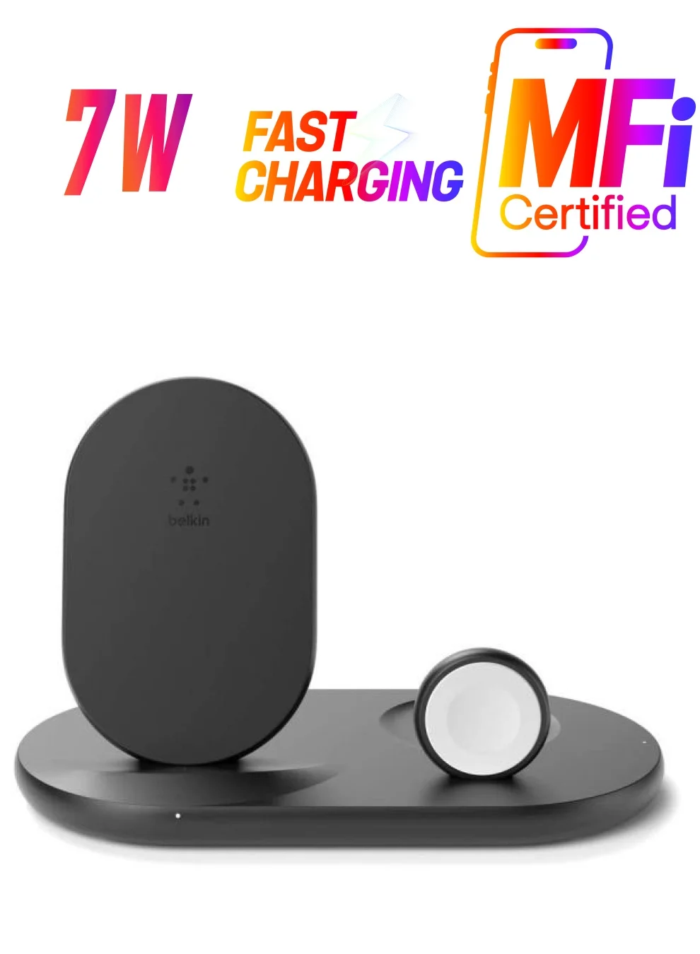 Premium 3-In-1 Wireless Charging Station Fast Qi Certified Multi-Device Charger (Black) e0rep