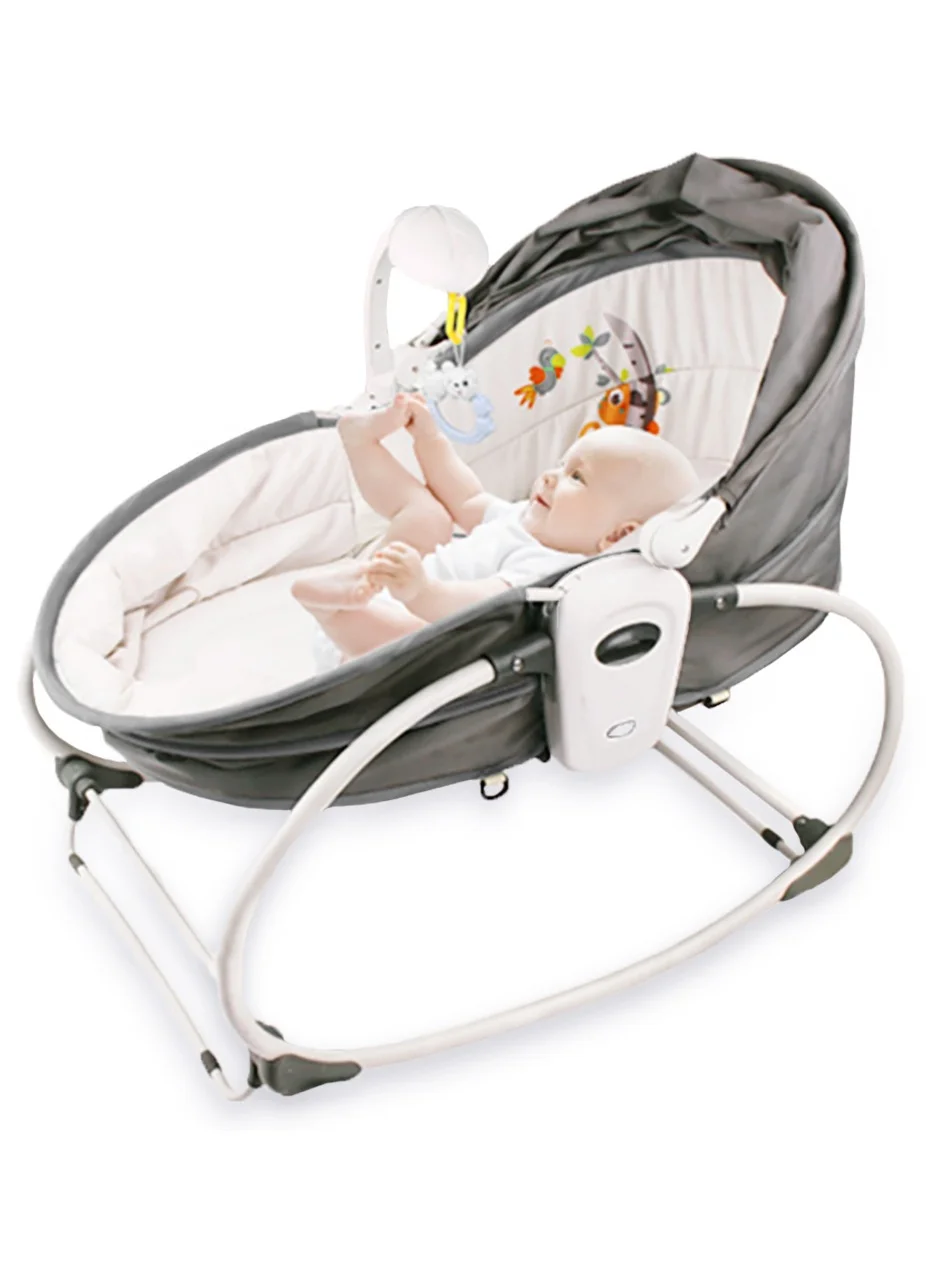 TEKNUM 6-in-1 Cozy Rocker Bassinet with Wheels, Awning and Mosquito Net (Grey) 5jhq7