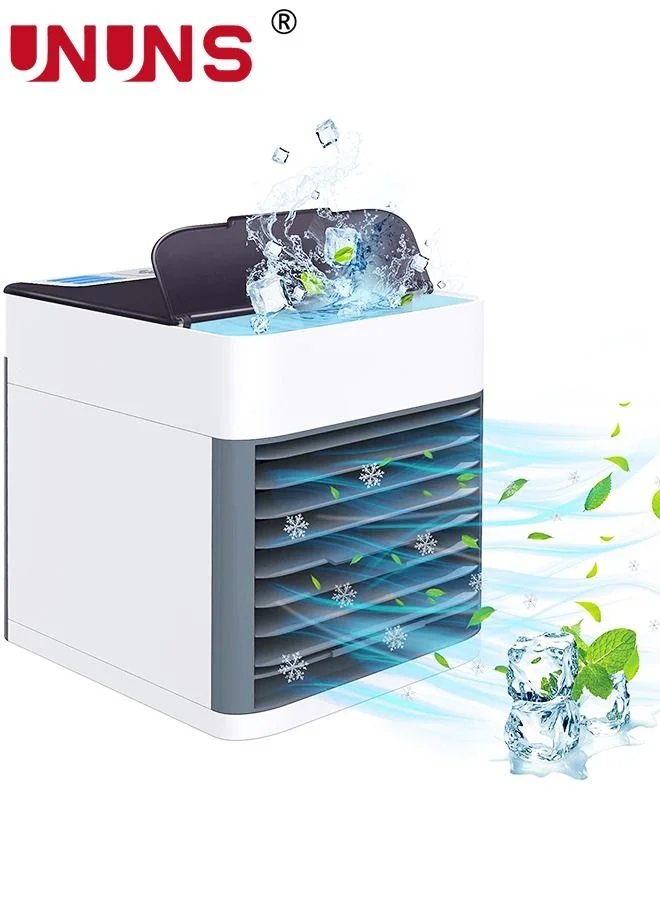 UNUNS Portable Air Cooler Fan 3-in-1 Evaporative Humidifier with 7-Color LED Light (3 Fan Speeds, Compact Desktop Design) 4vyha