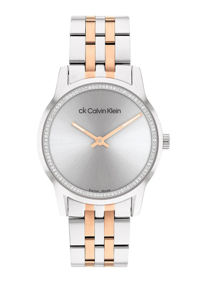 Premium Stainless Steel Analog Quartz Wrist Watch for Women (Silver, 32mm) 4076e