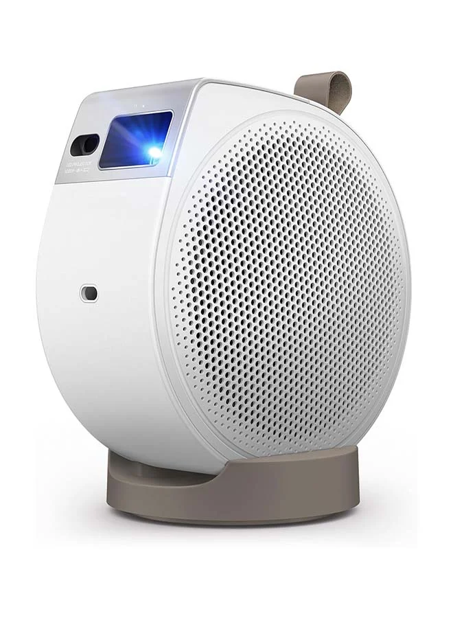 Portable LED Projector 1080p Smart Home Cinema with 135¡ã Ceiling Projection and 18W Subwoofer Speaker (White) shqd3