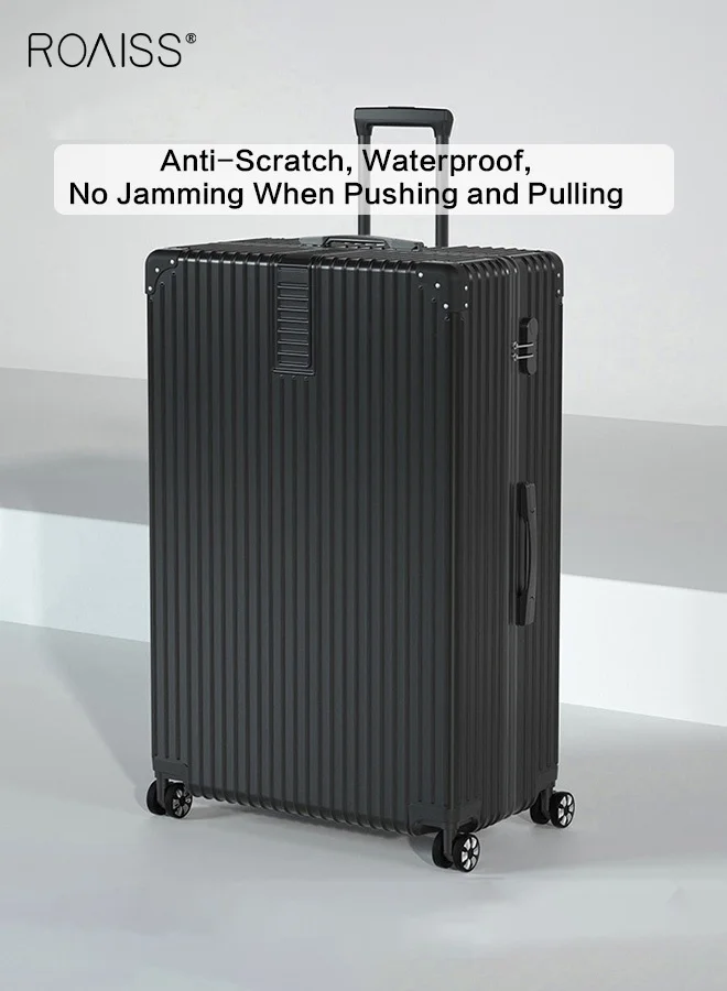 Roaiss Minimalist Retro Hardshell Trolley Case, Lightweight Carry-on Luggage with Universal Wheels for Travel and Business (Black, 55 cm) al30u