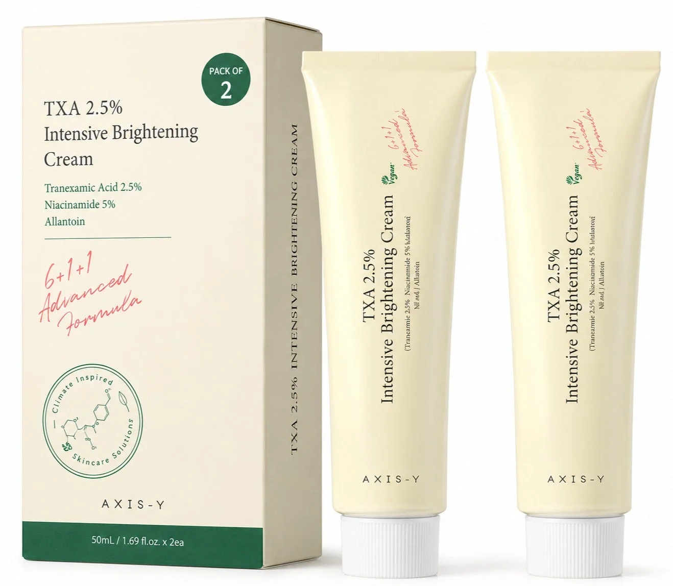 AXIS-Y Intensive Brightening Cream with Tranexamic Acid and Niacinamide (Pack of 2, 60 mL) k05bc