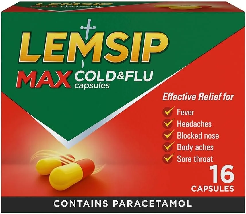 Premium Cold and Flu Relief Capsules for Fever and Nasal Congestion (16 Capsules) 4afw2
