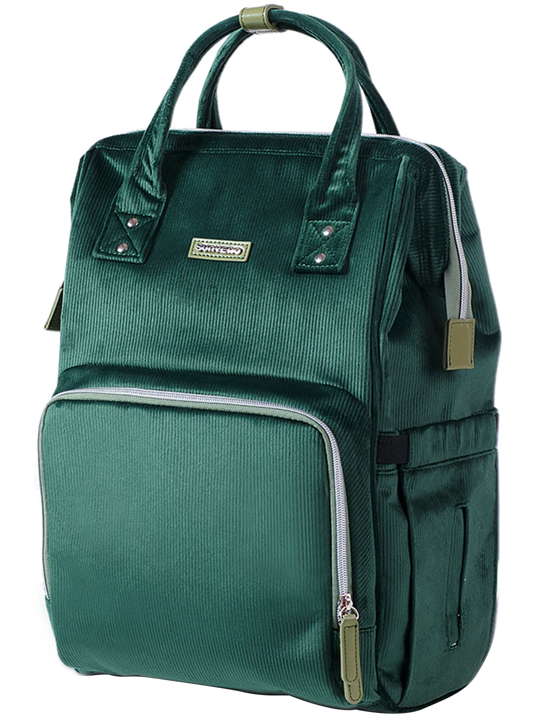 Sunveno Corduroy Diaper Bag Premium Large Capacity Travel Organizer for Parents (Green) bzk02