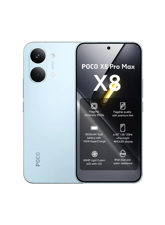 Smart X8 Pro Max 5G Smartphone Dual SIM 12GB RAM 256GB Storage (Blue, 6.83-inch Display) spp4w