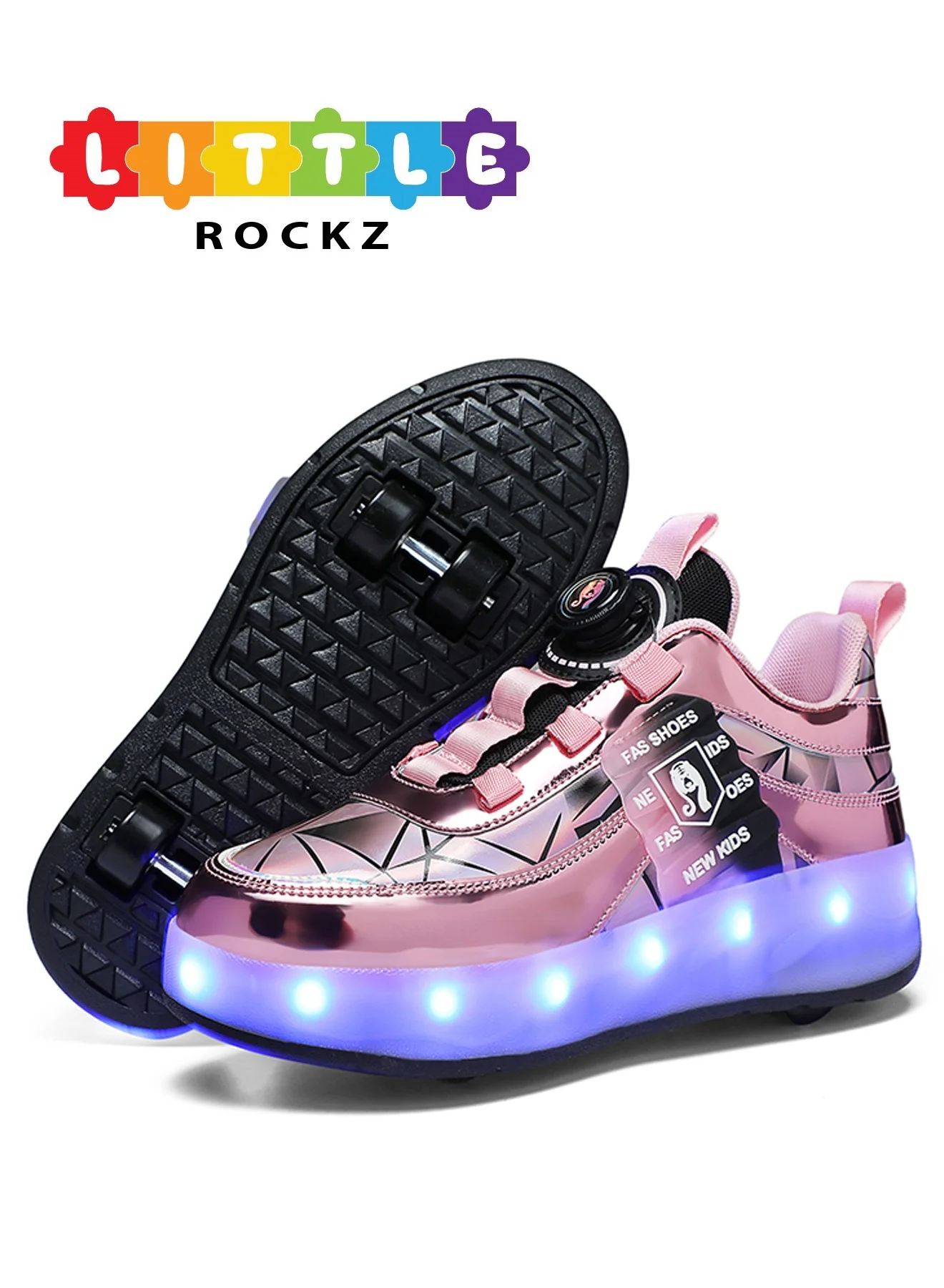 LITTLE ROCKZ Double Wheel LED Light-Up Roller Sneakers (Unisex, Kids, 20 cm) p12ly