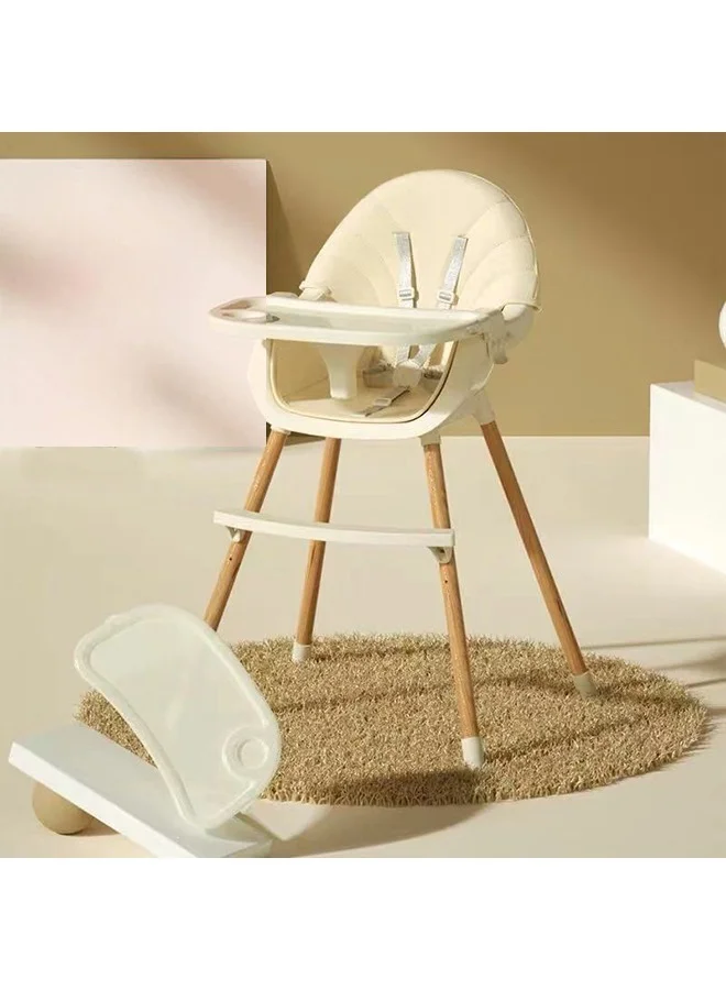 Beauenty 3-in-1 Portable Baby High Chair Adjustable Height Foldable Toddler Dining Seat with Meal Tray (White) 3s7hm