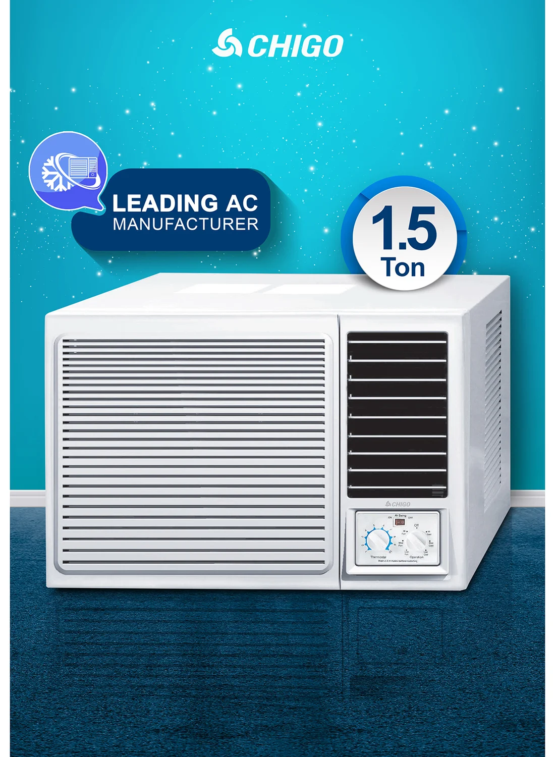 CHIGO 1.5 Ton Window Air Conditioner (18000 BTU, T3 Climate, Rotary Compressor, White) 5dcul