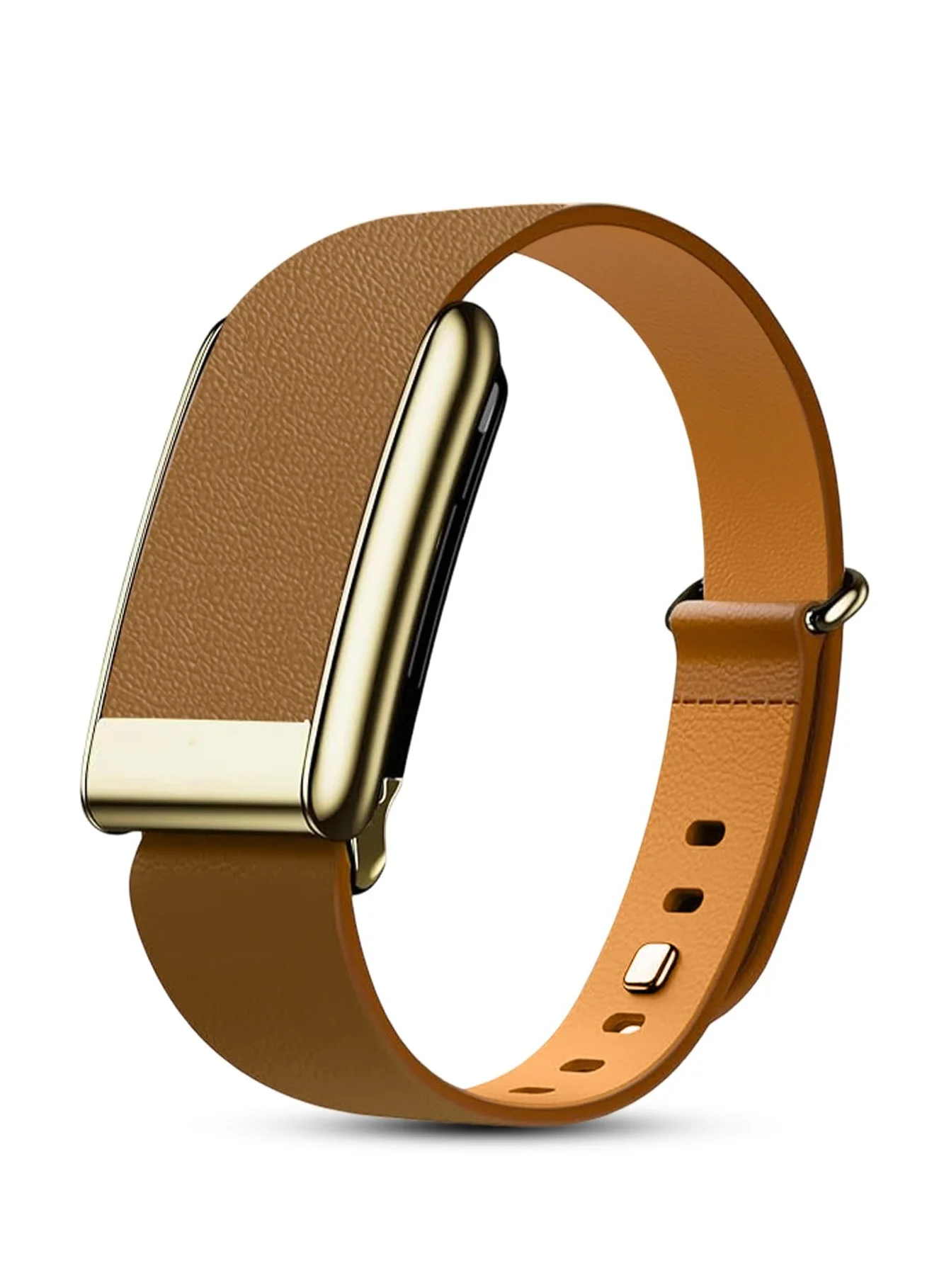 BORTONY Tapered Leather Replacement Strap for Fitness Trackers Premium Durable Wristband (Brown, One Size) 8ajs4