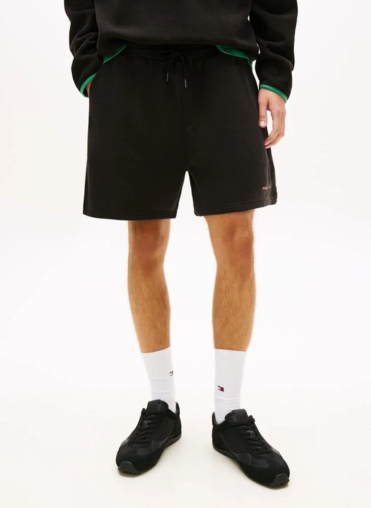 Premium Linear Logo Embroidery Sweat Shorts Comfortable Cotton Blend Casual Wear for Men dzm7j