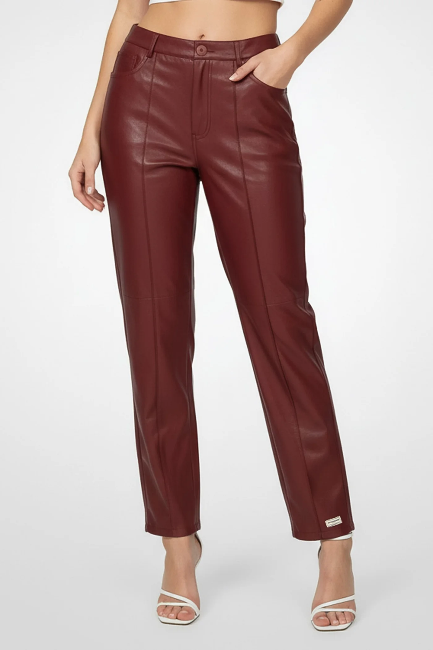 The Giving Movement Women Regular Fit Straight Leg Pants Solid Maroon (Size M) juk4d