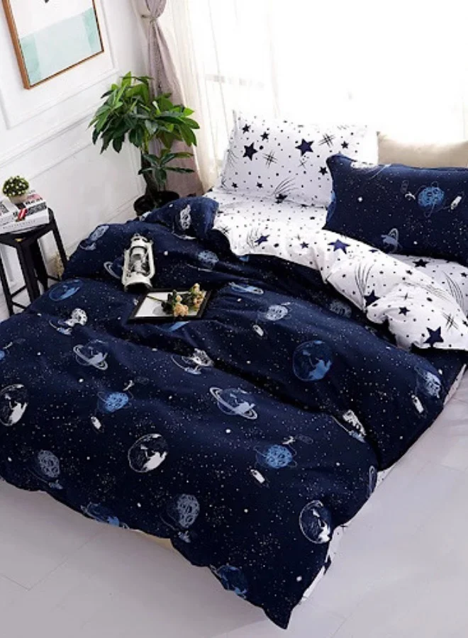 LUNA Home 4-Piece Smartphone Pattern Duvet Cover Set (Blue, Single Size) bxv4h