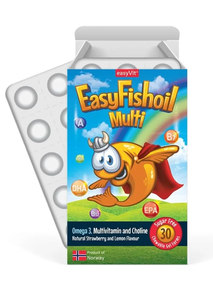 easyVit Fish Oil Multi Chewable Gel Supplement for Kids (30 Count) 2fdzq